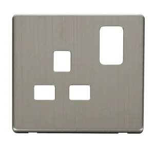 1 Gang 13A Switched Socket Cover Plate - Stainless