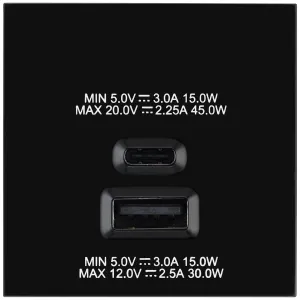 EURO MODULE 2 PORT A & C 45W USB CHARGING MODULE B
