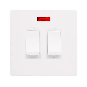20A SINK / BATH SWITCH WITH NEON - METAL WHITE COV