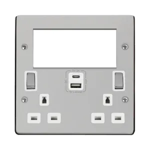 2 GANG 3 PIN SAFETY SHUTTER TYPE A & C USB SWITCHE