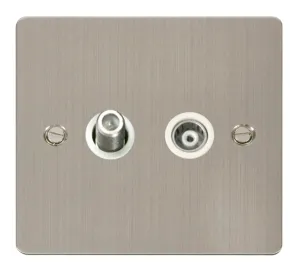 1 Gang Satellite & Isolated Coaxial Socket  - Whit