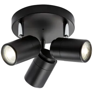 230V IP44 GU10 Triple Spotlight - Matt Black