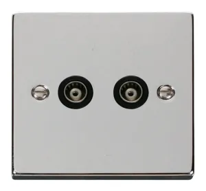 Twin Isolated Coaxial Socket Outlet - Black