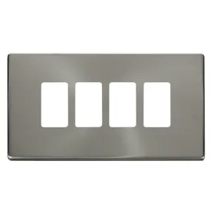 4 Gang GridPro Frontplate - Brushed Stainless