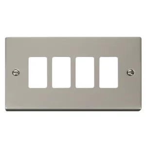 4 Gang GridPro Frontplate - Pearl Nickel