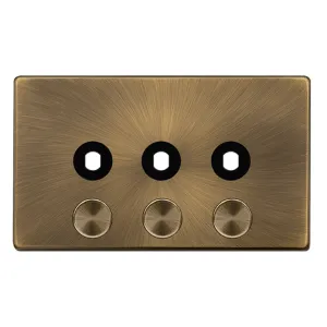 3 GANG UNFURNISHED DIMMER PLATE & KNOBS - ANTIQUE