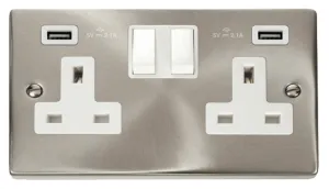 13A 2 Gang Switched Socket With Twin 2.1A USB Outl