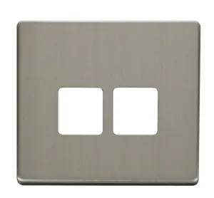 Twin Telephone Socket Cover Plate - Stainless Stee