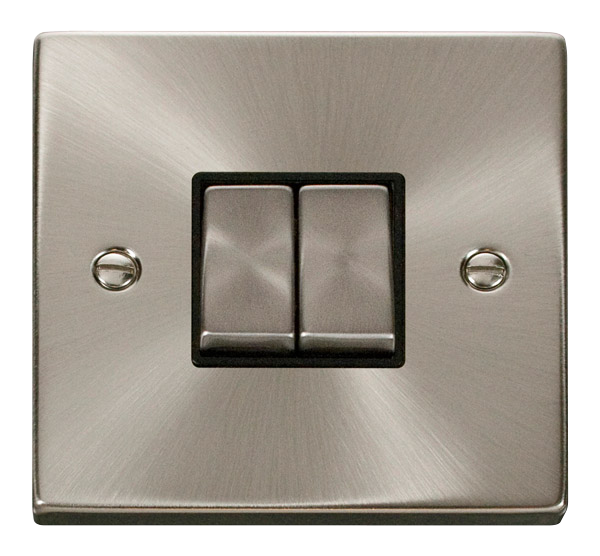 2 Gang 2 Way 'Ingot' 10AX Switch - Black