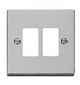 2 Gang GridPro Frontplate - Polished Chrome