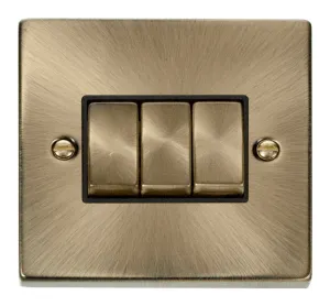 3 Gang 2 Way 'Ingot' 10AX Switch - Black