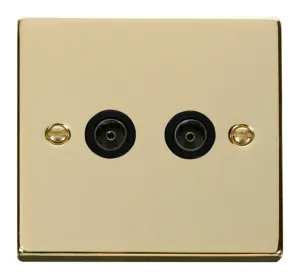 Twin Coaxial Socket Outlet - Black