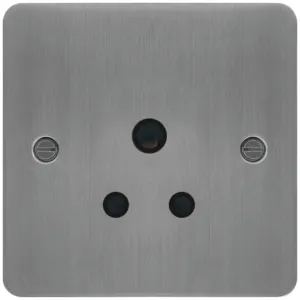 5A1G UNSWITCHED SOCKET BRUSHED STEEL BK