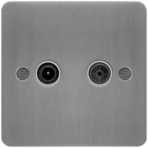 TV&FM/DAB OUTLET BRUSHED STEEL WHITE