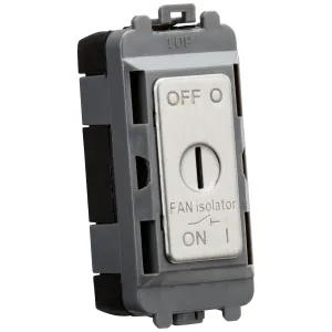 10A Fan Isolator Key Switch Module - Brushed Chrom