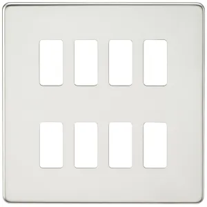 Screwless 8G grid faceplate - polished chrome