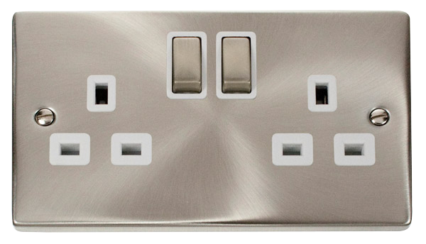 2 Gang 13A DP 'Ingot' Switched Socket Outlet - Whi