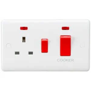 45A DP Switch & 13A Socket with Neons - Red Rocker