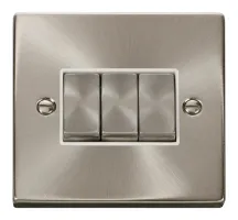 3 Gang 2 Way 'Ingot' 10AX Switch - White