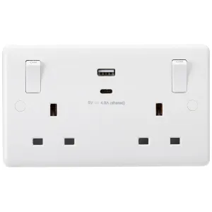 13A 2G SP Switched Socket with Dual USB A+C (5V DC