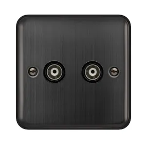 TWIN ISOLATED COAXIAL OUTLET - MATT BRONZE - BLACK