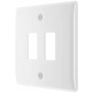 GRID FRONT PLATE NEXUS - WHITE MOULDED - 2 GANG