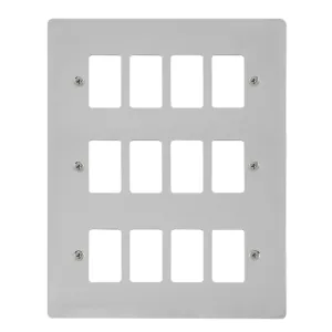 12 Gang GridPro Frontplate - Polished Chrome
