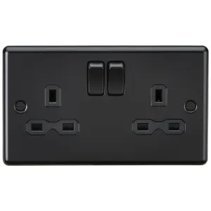 13A 2G DP Switched Socket - Matt Black