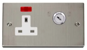 13A 1 Gang DP Key Lockable Socket With Neon