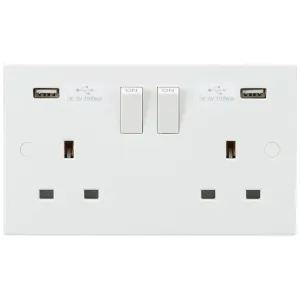13A 2G SP Switched Socket with Dual USB A+A (5V DC