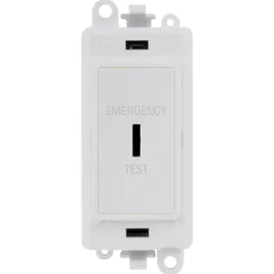 20AX Double Pole Keyswitch 'Emergency Test' - Whit