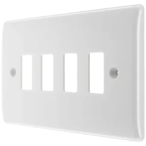GRID FRONT PLATE NEXUS - WHITE MOULDED - 4 GANG
