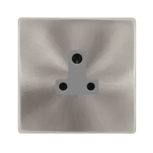 5A ROUND PIN SOCKET - BRUSHED STEEL COVER PLATE -