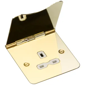 13A 1G Unswitched Floor Socket - Polished Brass wi