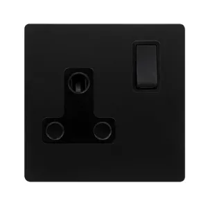 15A ROUND PIN SWITCHED SOCKET - MATT BLACK COVER P