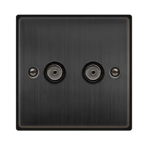 TWIN NON-ISOLATED COAXIAL OUTLET - MATT BRONZE - B