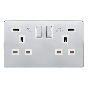 13A INGOT 2 GANG SWITCHED SOCKET WITH 2.1A USB OUT