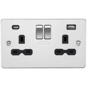 13A 2G SP Switched Socket with Dual USB A+C (5V DC