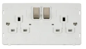 Ingot 2 Gang 13A DP Switched Socket Insert - White