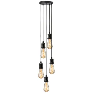 CALLA - 230V E27 Vintage 5 Light Pendant - Matt Bl