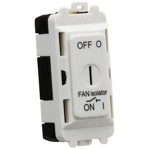 10A Fan Isolator Key Switch Module - White