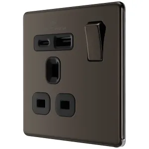 FBN BLK 13A 1G SW SKT+USB AC (18W)