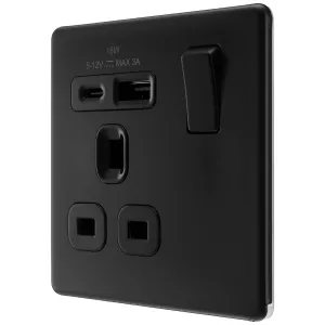 FFB BLK 13A 1G SW SKT+USB AC (18W)
