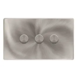 3 GANG 2 WAY 100W DIMMER SWITCH - BRUSHED STEEL