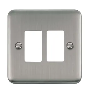 2 Gang GridPro Frontplate - Stainless Steel