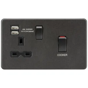 45A DP Switch & 13A Socket with Dual USB A+A (5V D