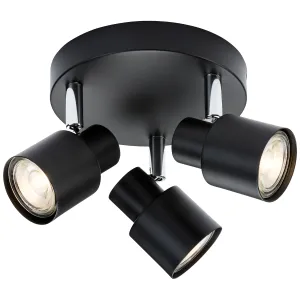 230V GU10 Triple Spotlight - Matt Black