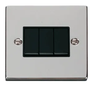 3 Gang 2 Way 10AX Switch - Black