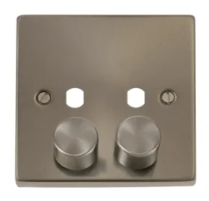 2 Gang Single Dimmer Plate & Knobs