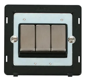 Ingot 10AX 3 Gang 2 Way Switch Insert - Black / St